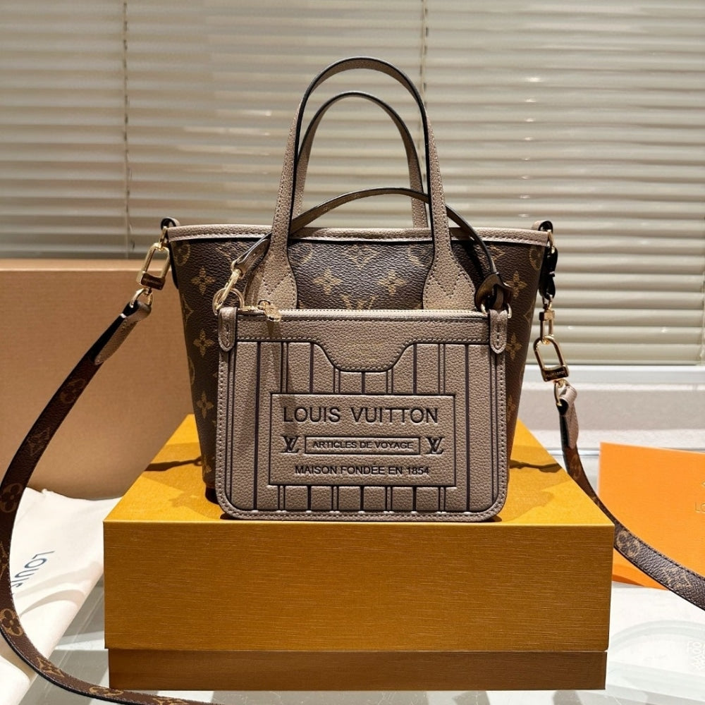 LOUIS VUITTON NEVERFULL BANDOULIÈRE INSIDE OUT BB DARK FANGO 20CM M12109