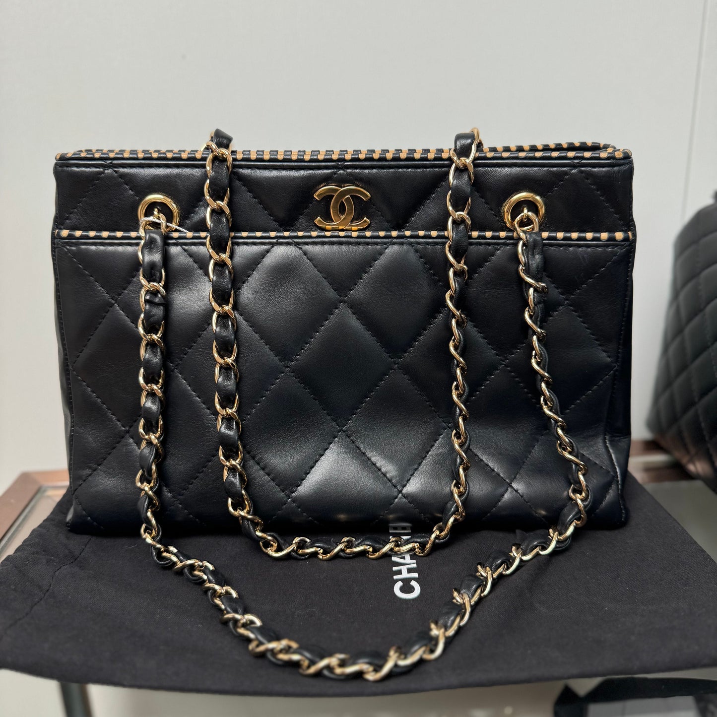 Chanel Perforated Edge Tote - Black Shoulder Bags, Handbags eal 3332