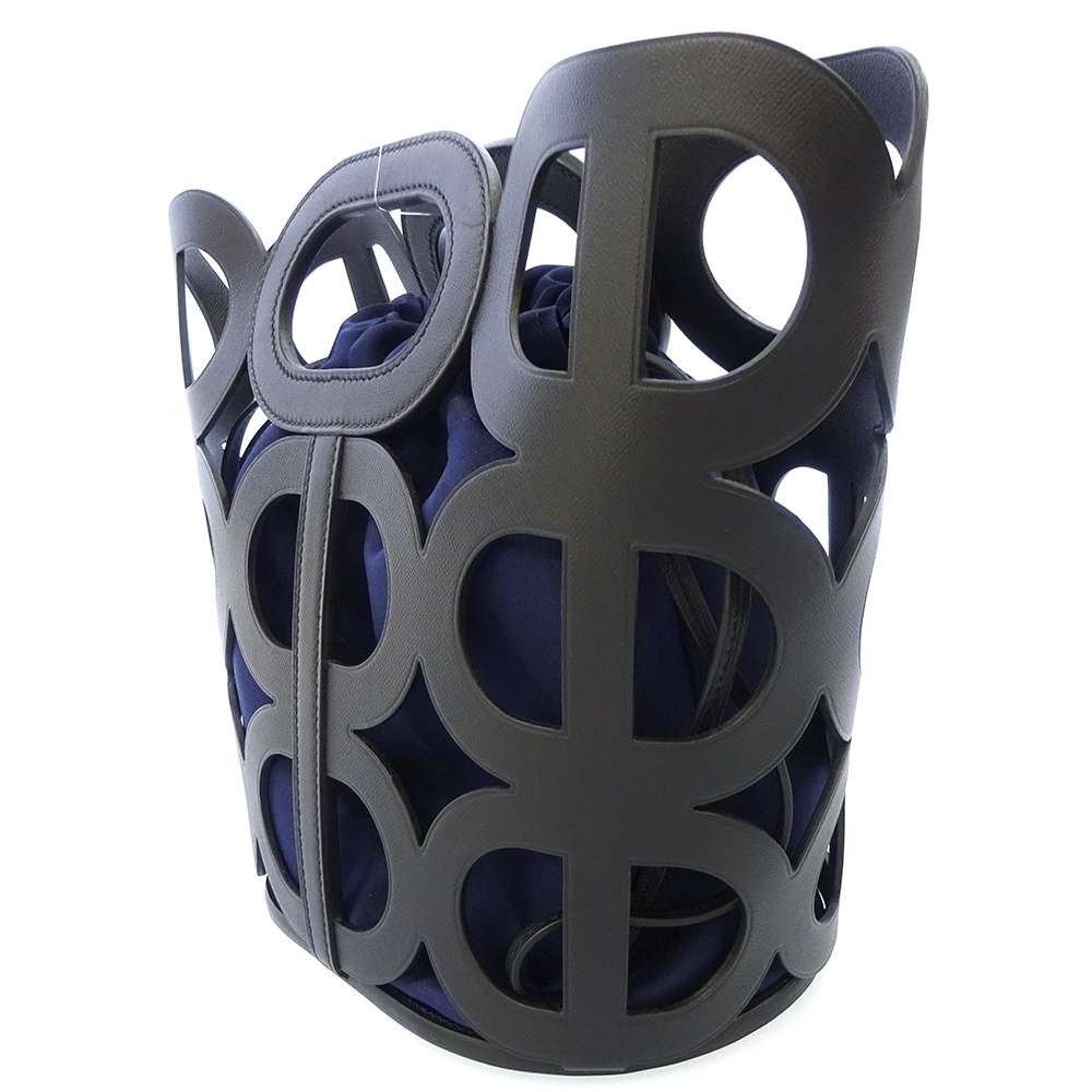 HERMES Chaine d'Ancre Black/blue Madame Calf Leather ・Silk