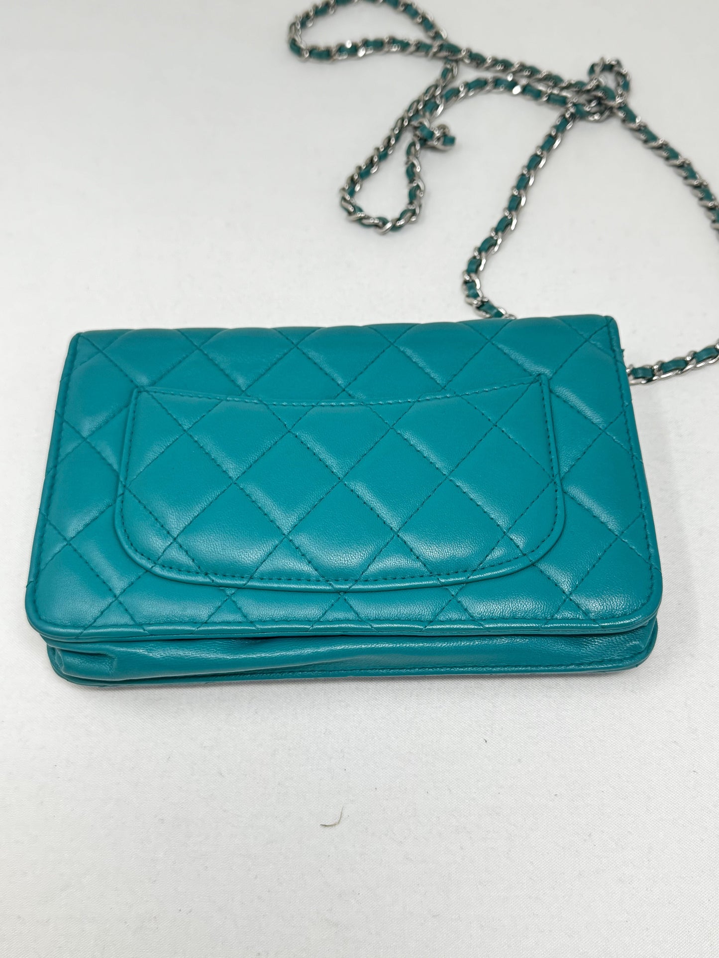 Chanel Turquoise Quilted Lambskin Leather Classic WOC Clutch Bag B20-73