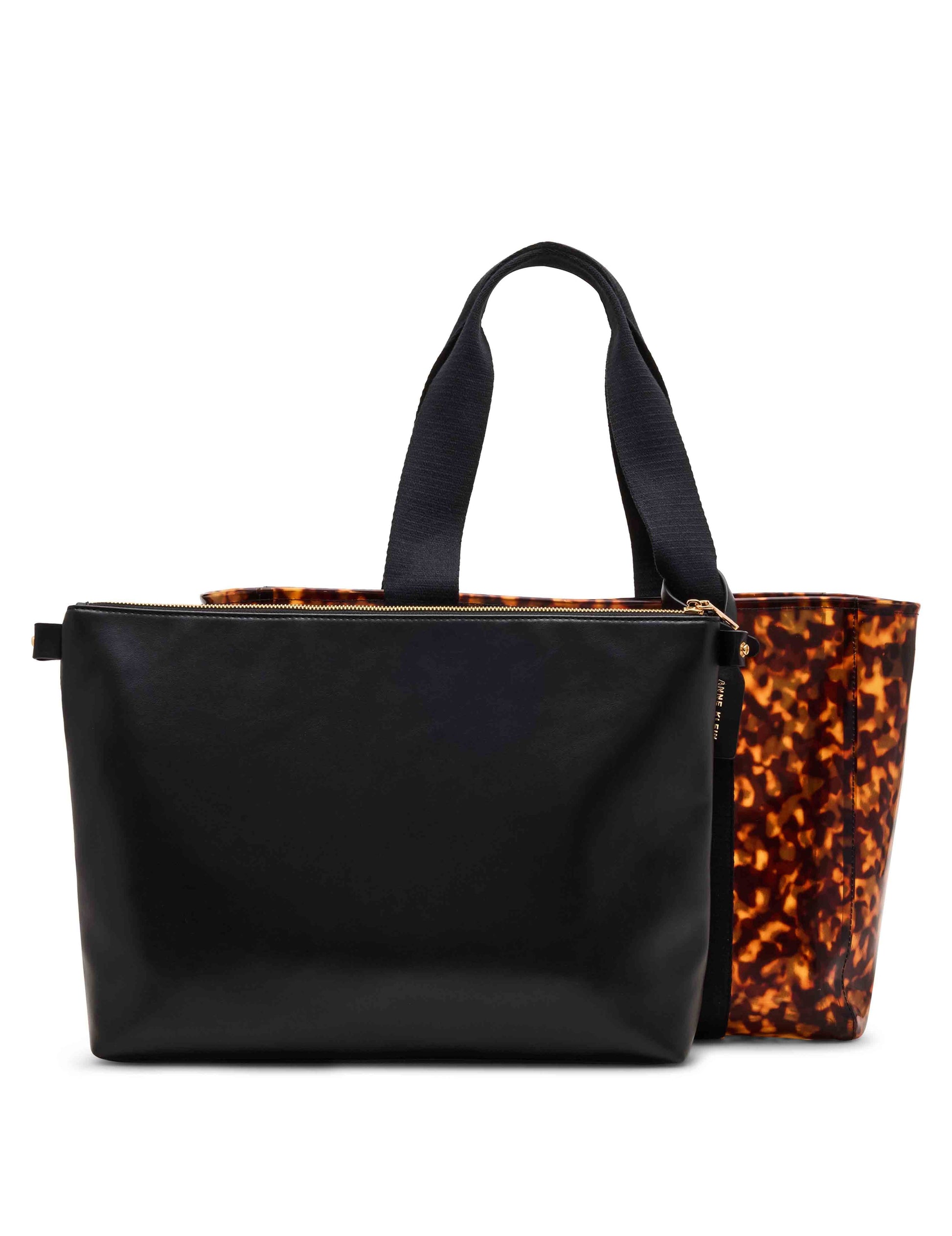 Anne Klein Tortoise/Black Tortoise Tote with Detachable Center Zip Compartment