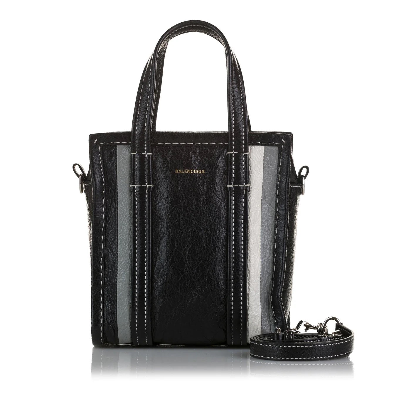 BALENCIAGA BAZAR XXS 2WAY SHOPPER LEATHER TOTE BAG