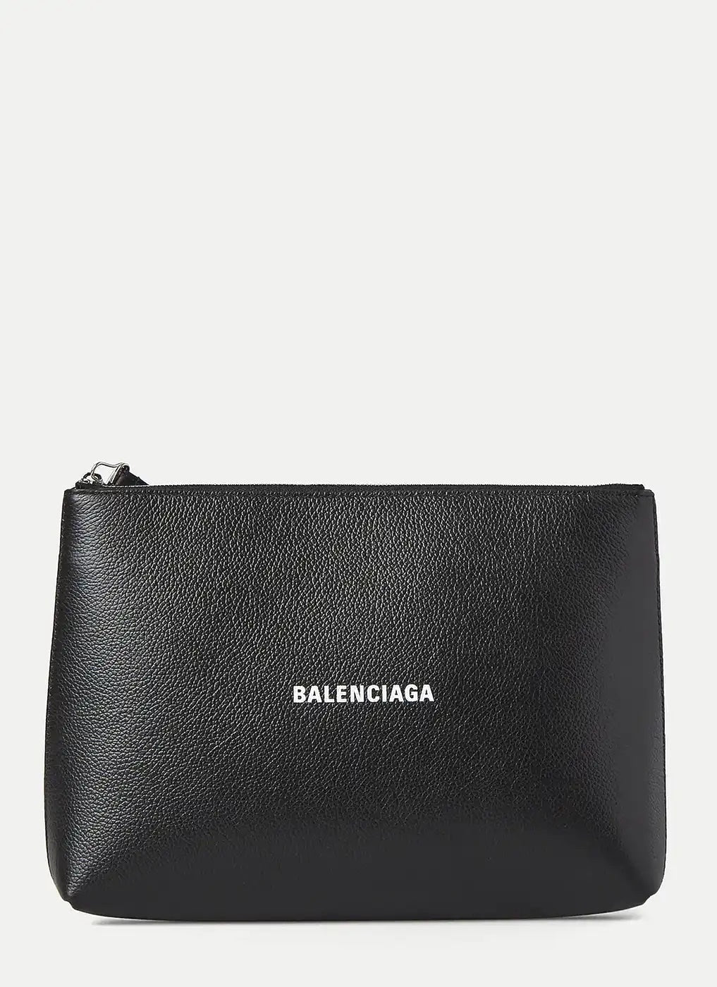 BALENCIAGA CASH LOGO CALFSKIN LEATHER MEDIUM CLUTCH WRISTLET