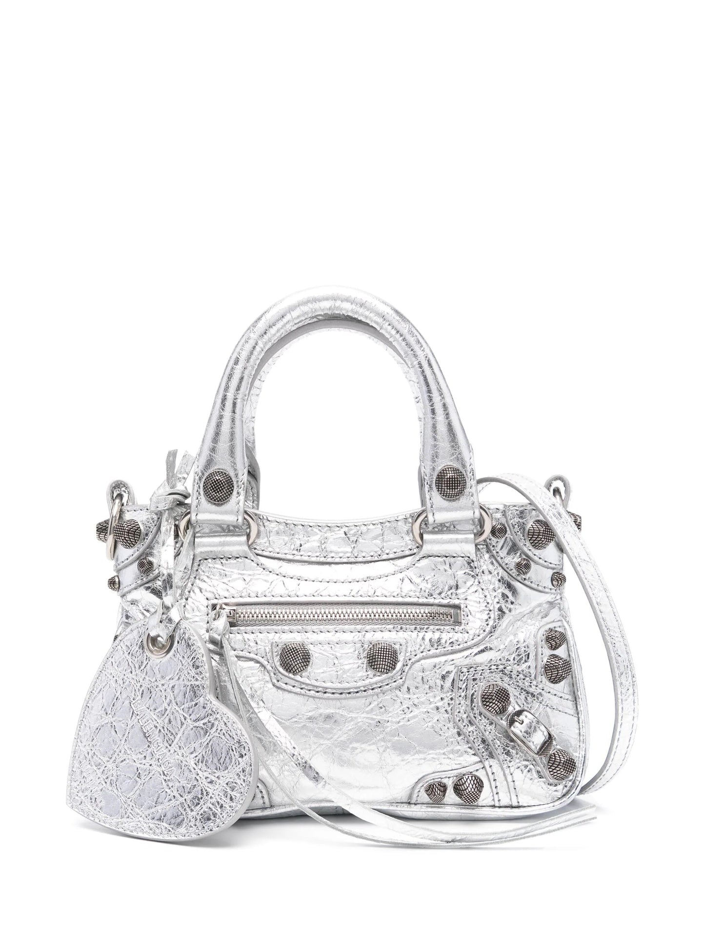 BALENCIAGA MINI NEO CAGOLE METALLIC LEATHER TOTE BAG