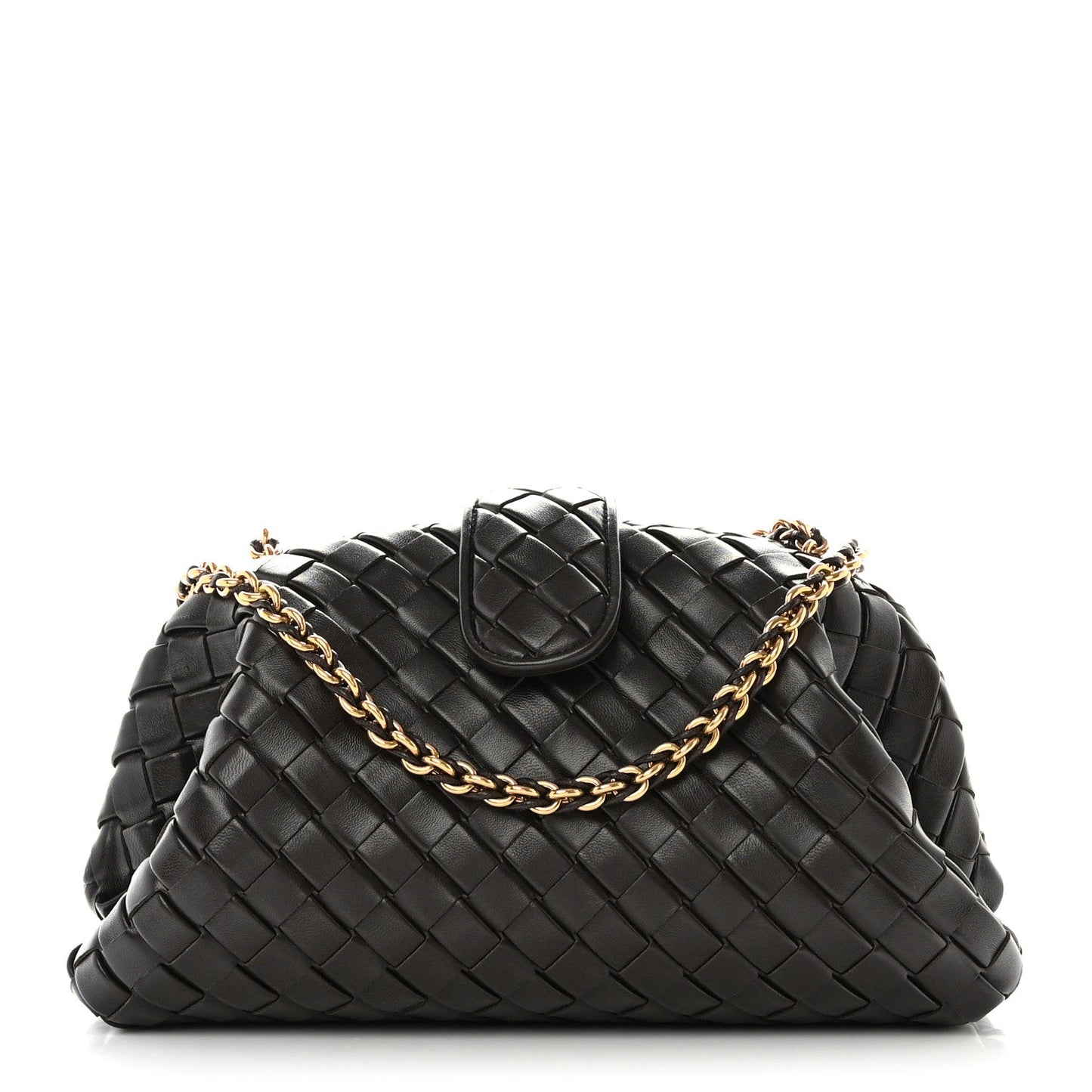 BOTTEGA VENETA LAUREN 1980 TEEN NAPPA LEATHER CLUTCH WITH CHAIN