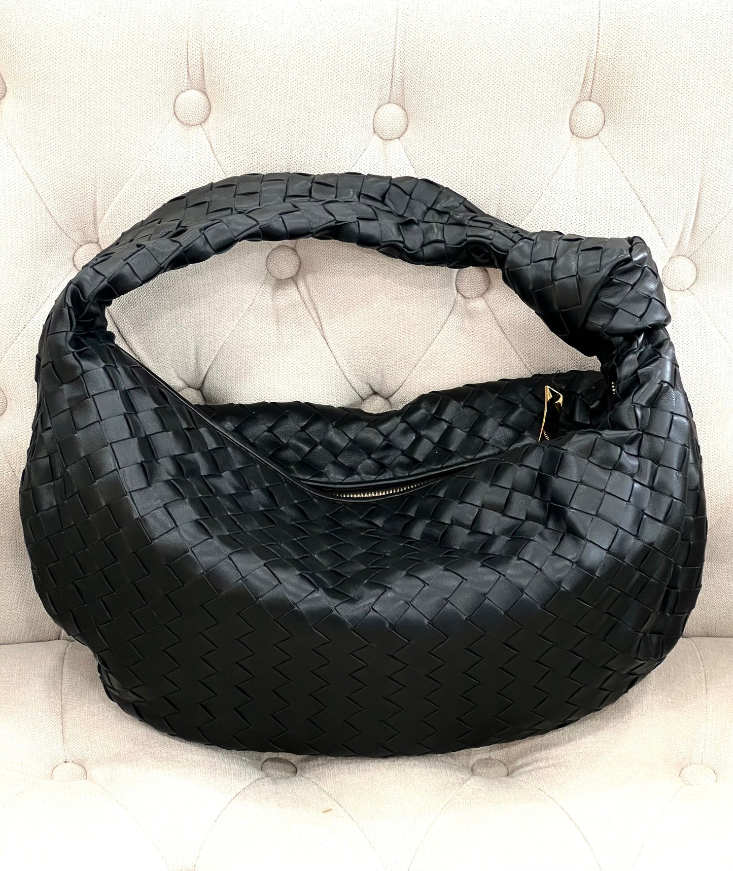 BOTTEGA VENETA JODIE KNOTTED INTRECCIATO LAMBSKIN LEATHER TOTE
