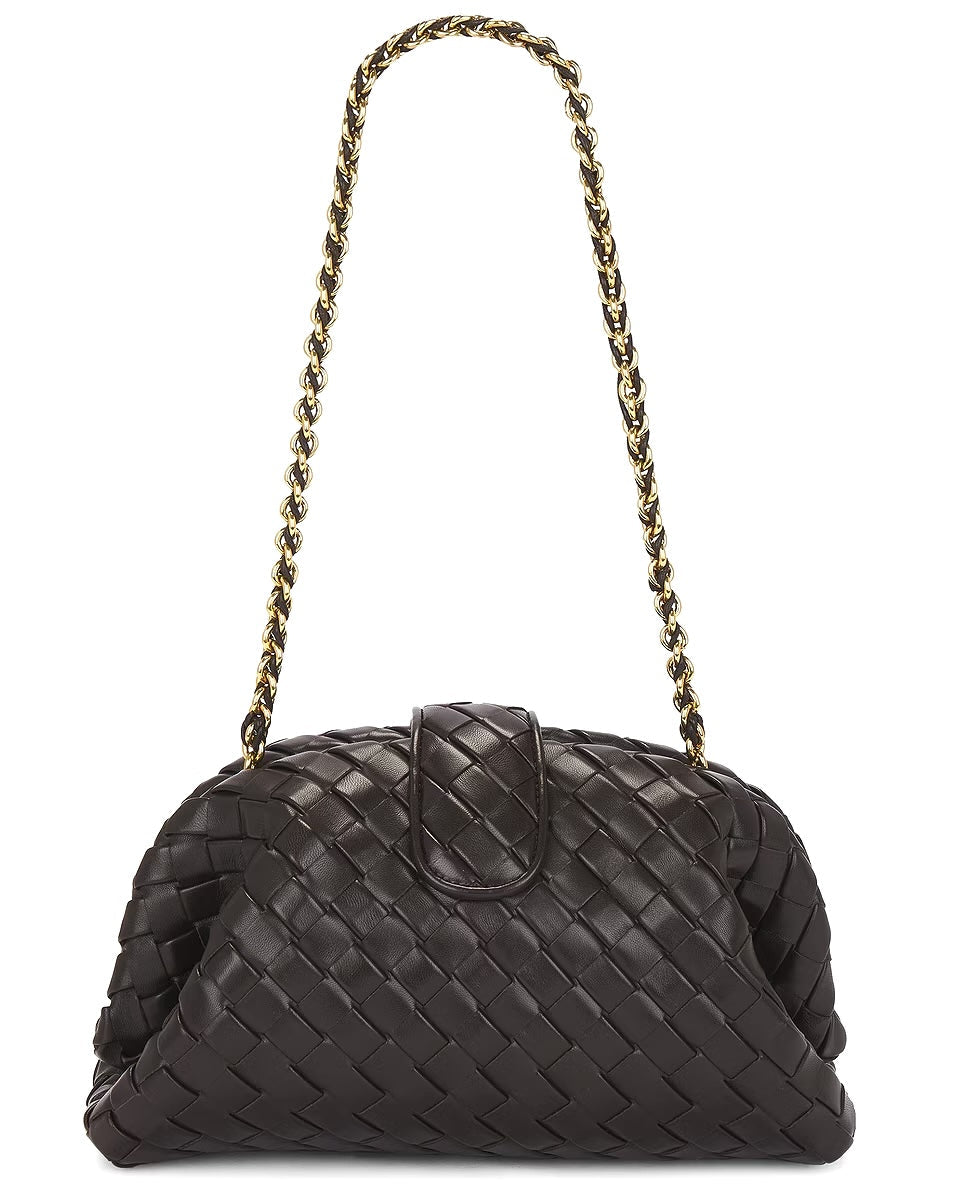 BOTTEGA VENETA LAUREN 1980 TEEN NAPPA LEATHER CLUTCH WITH CHAIN