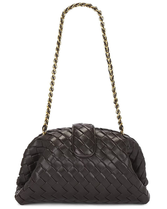 BOTTEGA VENETA LAUREN 1980 TEEN NAPPA LEATHER CLUTCH WITH CHAIN