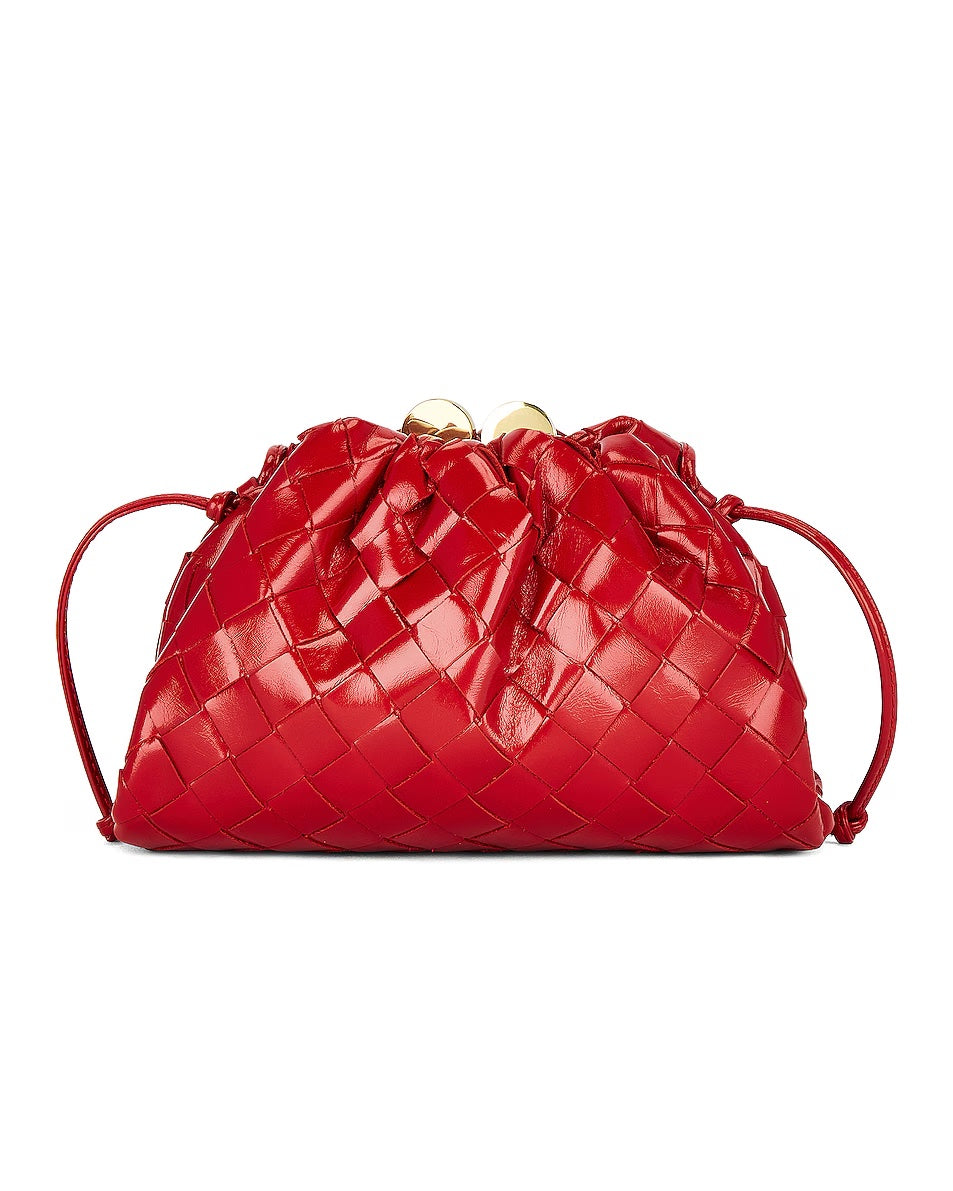 BOTTEGA VENETA MINI INTRECCIATO LEATHER CLUTCH CROSSBODY BAG