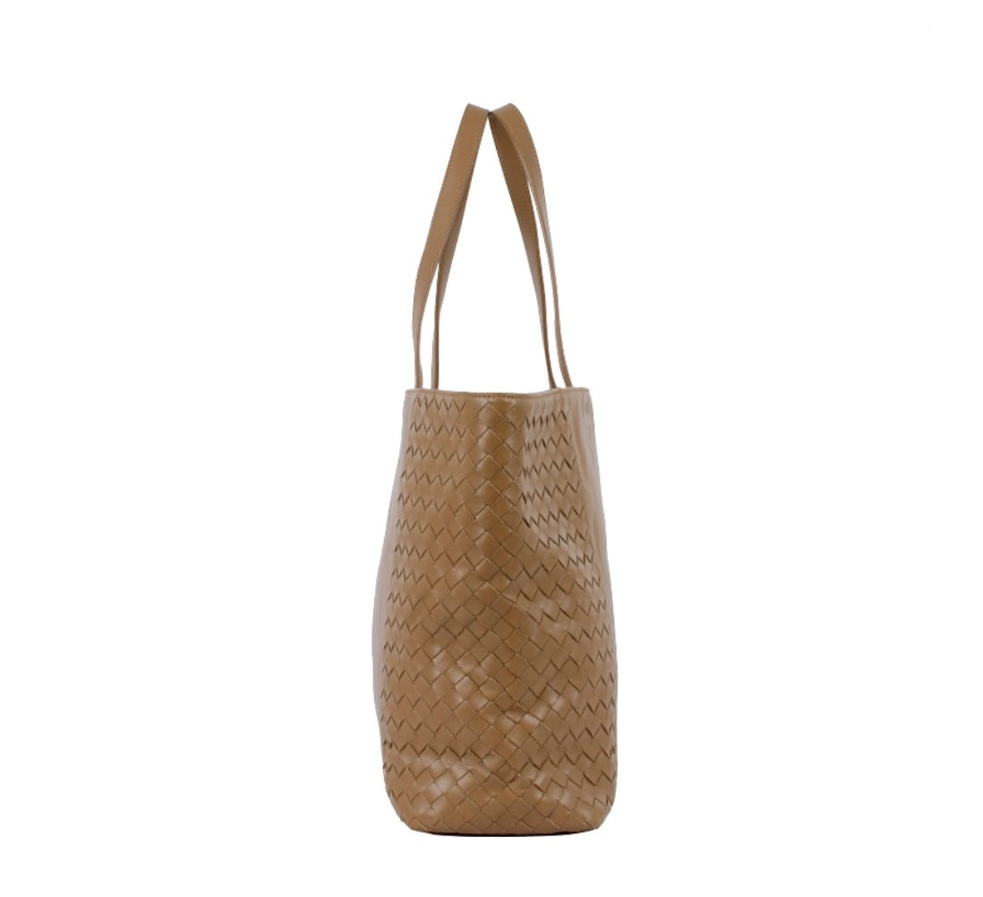 BOTTEGA VENETA INTRECCIATO WOVEN ETOUPE LAMBSKIN TOTE BAG