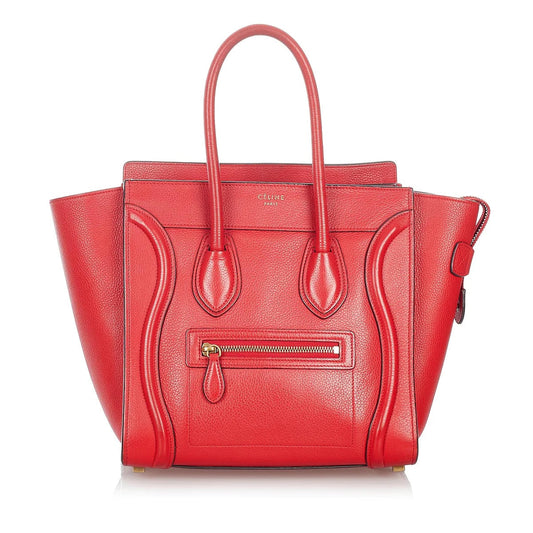 CÉLINE DRUMMED CALFSKIN LEATHER MICRO PHANTOM TOTE BAG