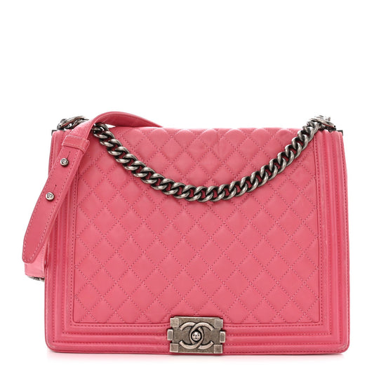 CHANEL CALFSKIN QUILTED LARGE BOY FLAP BAG