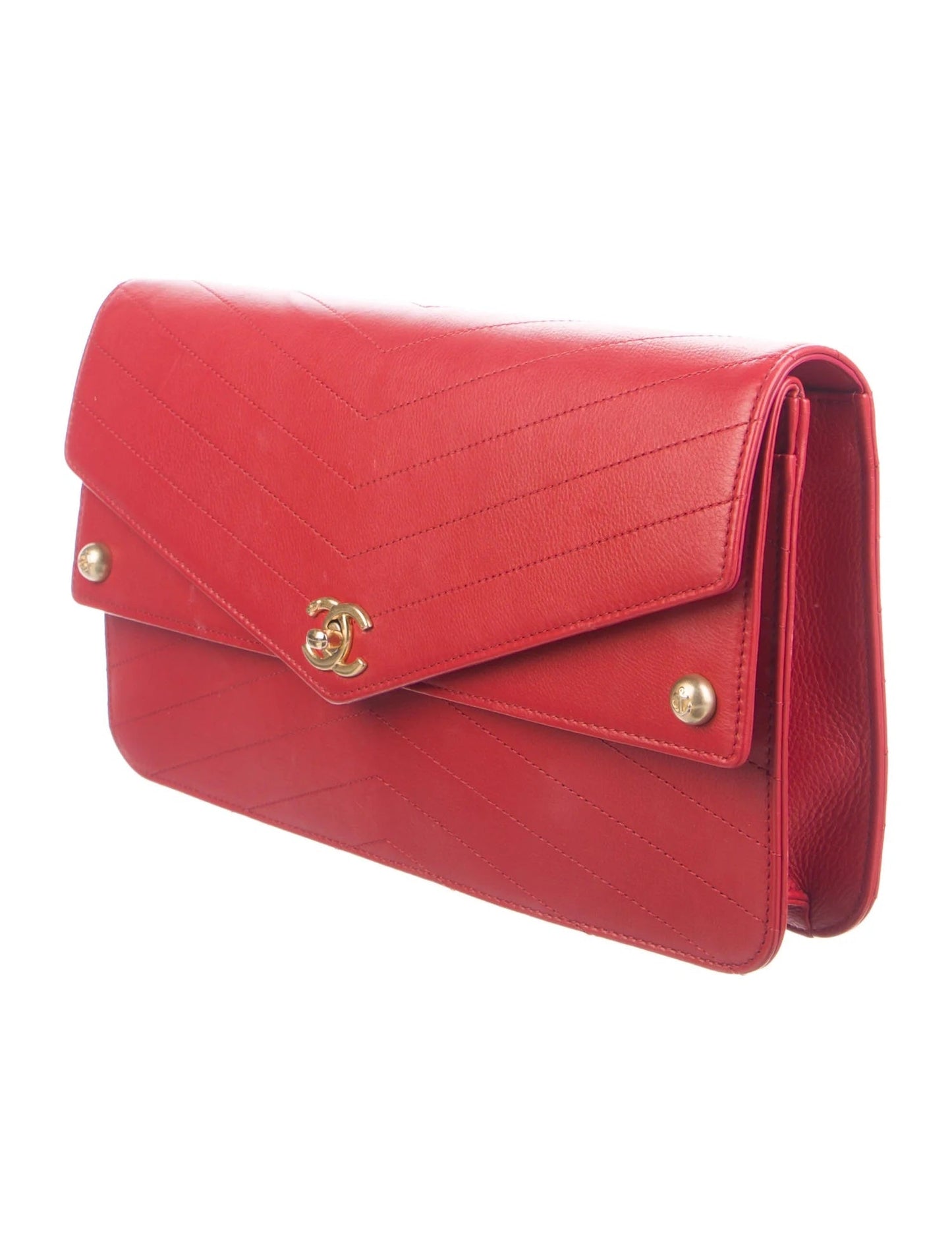 CHANEL CALFSKIN CHEVRON QUILTED CASUAL TRIP CLUTCH BAG