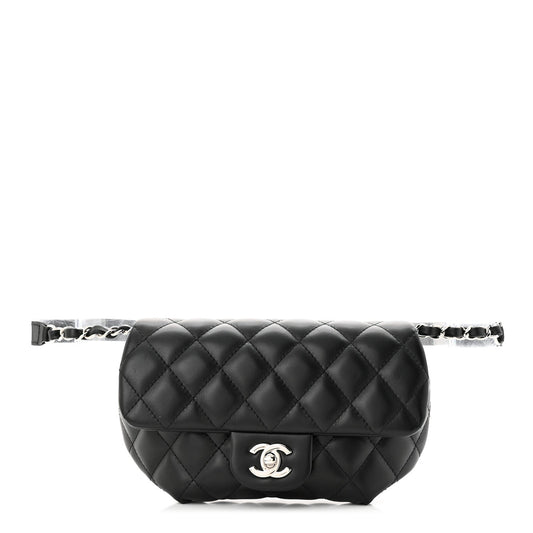 CHANEL CALFSKIN LEATHER QUILTED CC UNIFORM FLAP BELT BAG