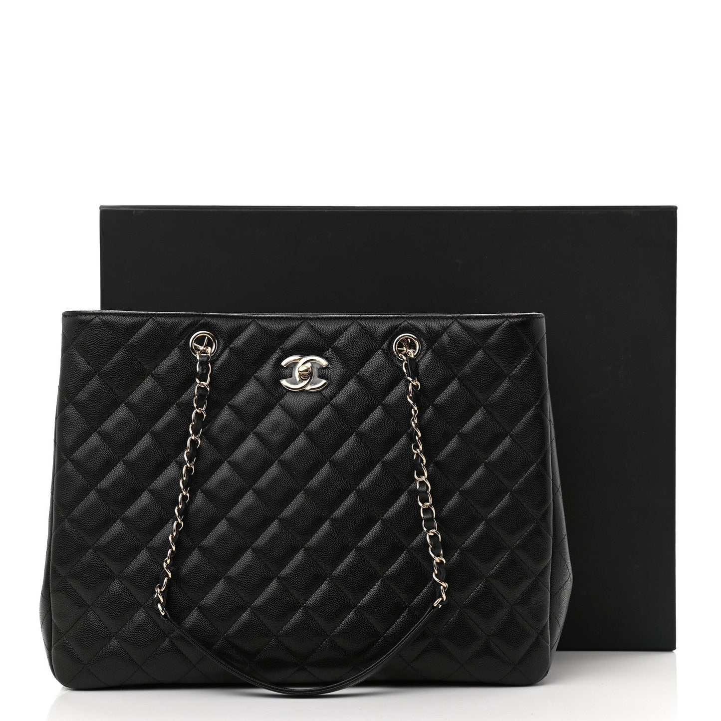 CHANEL CAVIAR QUILTED GRAND SHOPPING TOTE BAG-HS