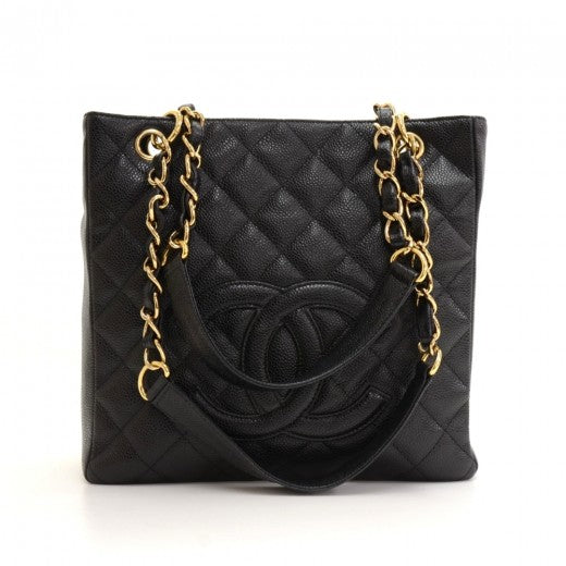 CHANEL CAVIAR QUILTED LEATHER PETIT SHOPPING TOTE BAG PST