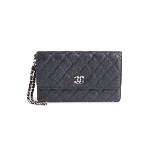 CHANEL IRIDESCENT CAVIAR QUILTED CLUTCH WRISTLET