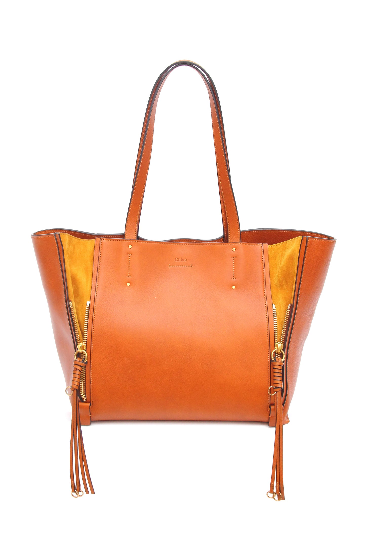 CHLOÉ MILO CALFSKIN LEATHER MEDIUM TOTE BAG CARAMEL
