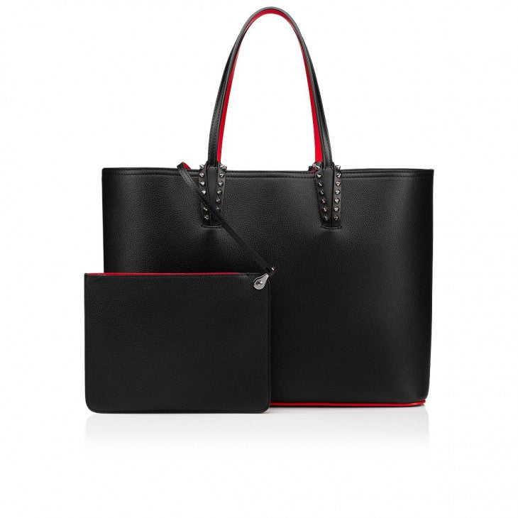 CHRISTIAN LOUBOUTIN SPIKED CALFSKIN LEATHER CABATA TOTE BAG