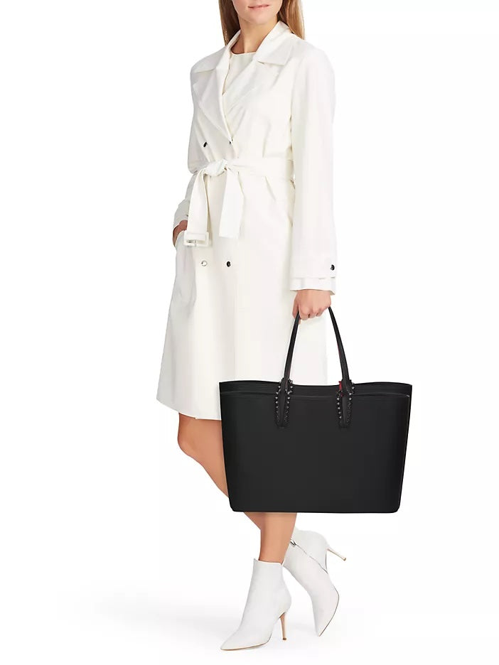 CHRISTIAN LOUBOUTIN SPIKED CALFSKIN LEATHER CABATA TOTE BAG