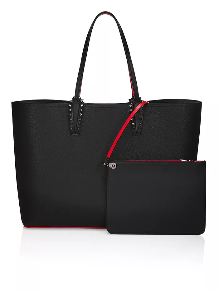 CHRISTIAN LOUBOUTIN SPIKED CALFSKIN LEATHER CABATA TOTE BAG