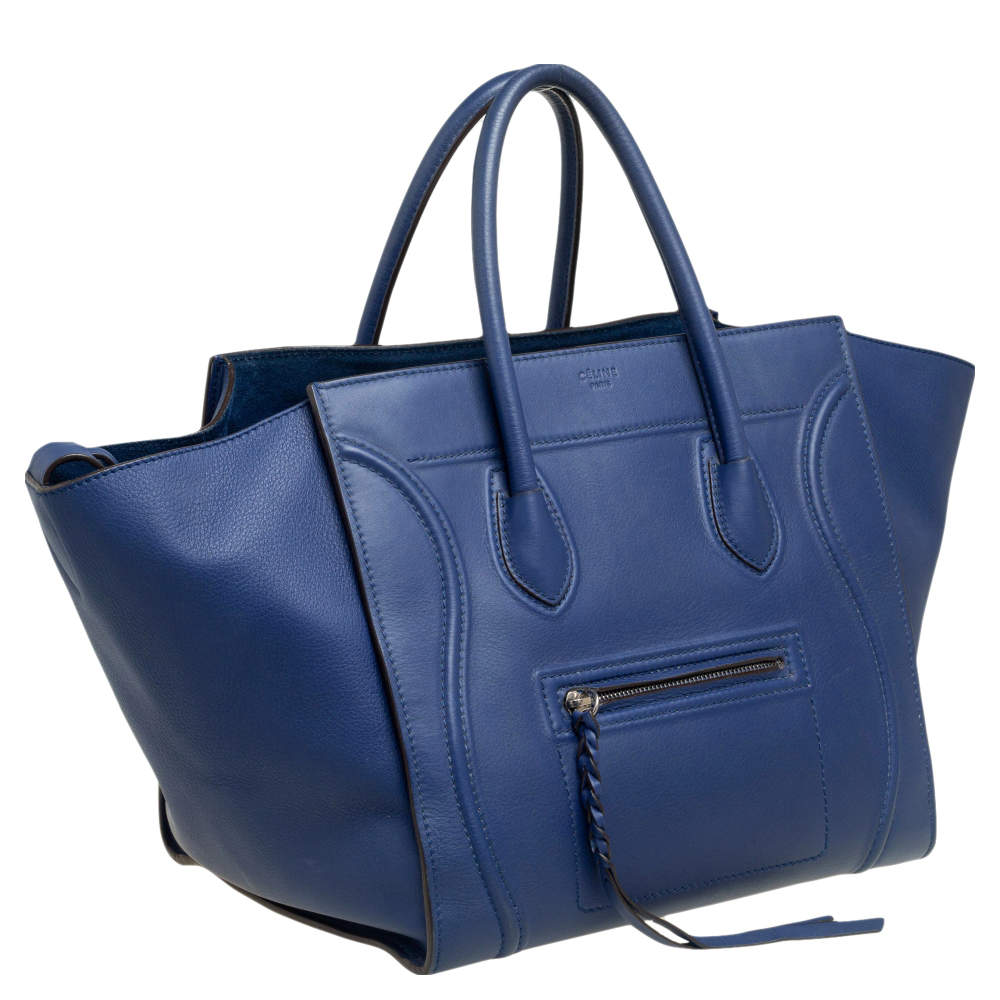 CÉLINE NAVY BLUE LEATHER PHANTOM LUGGAGE TOTE BAG