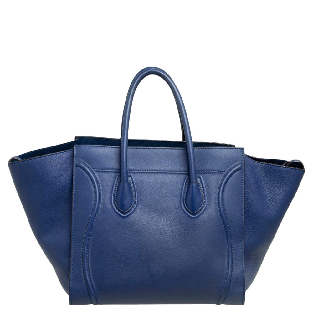 CÉLINE NAVY BLUE LEATHER PHANTOM LUGGAGE TOTE BAG