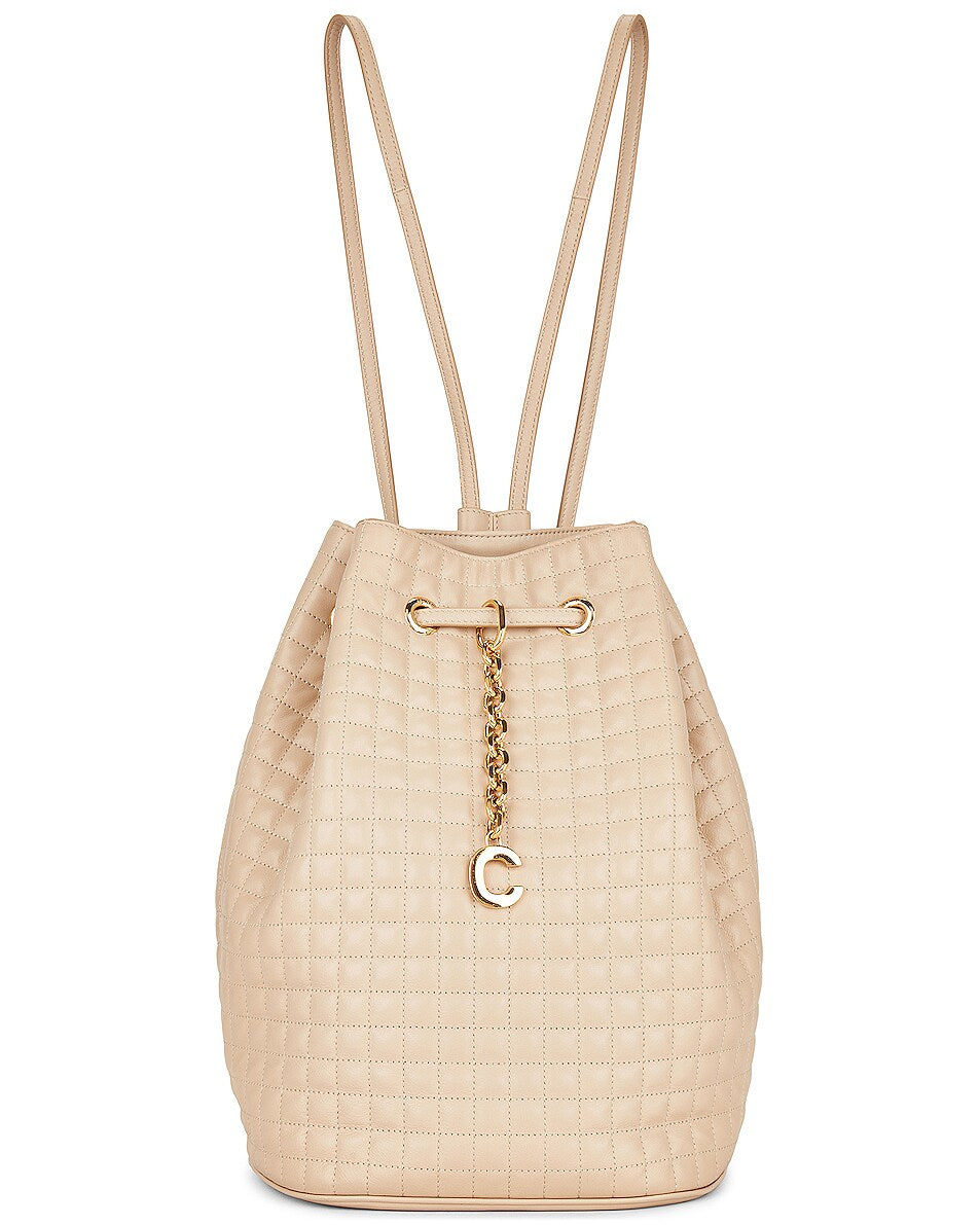 CÉLINE C CHARM QUILTED CALFSKIN LEATHER BACKPACK