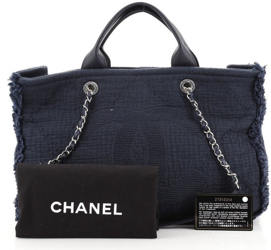 CHANEL Double Face Deauville Tote Fringe Quilted Canvas