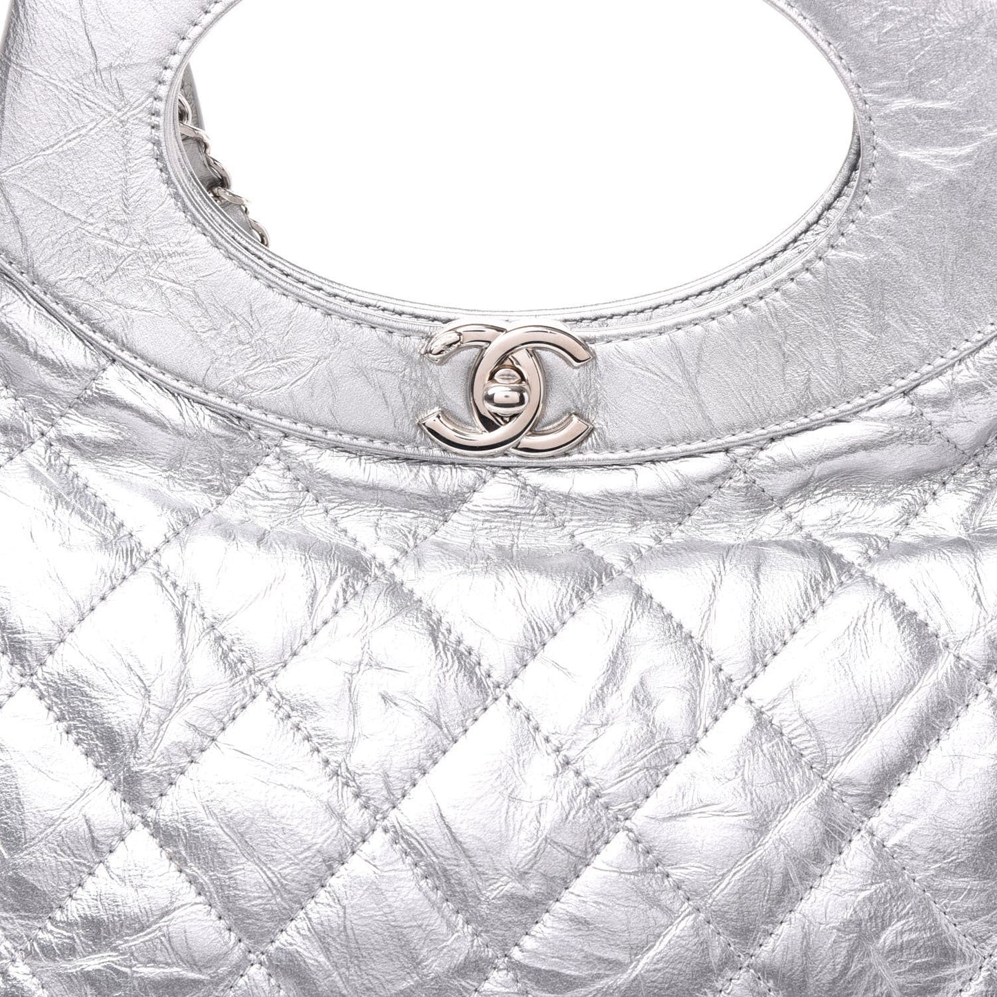 CHANEL METALLIC CRUMPLED CALFSKIN SMALL 31 SHOPPING TOTE BAG