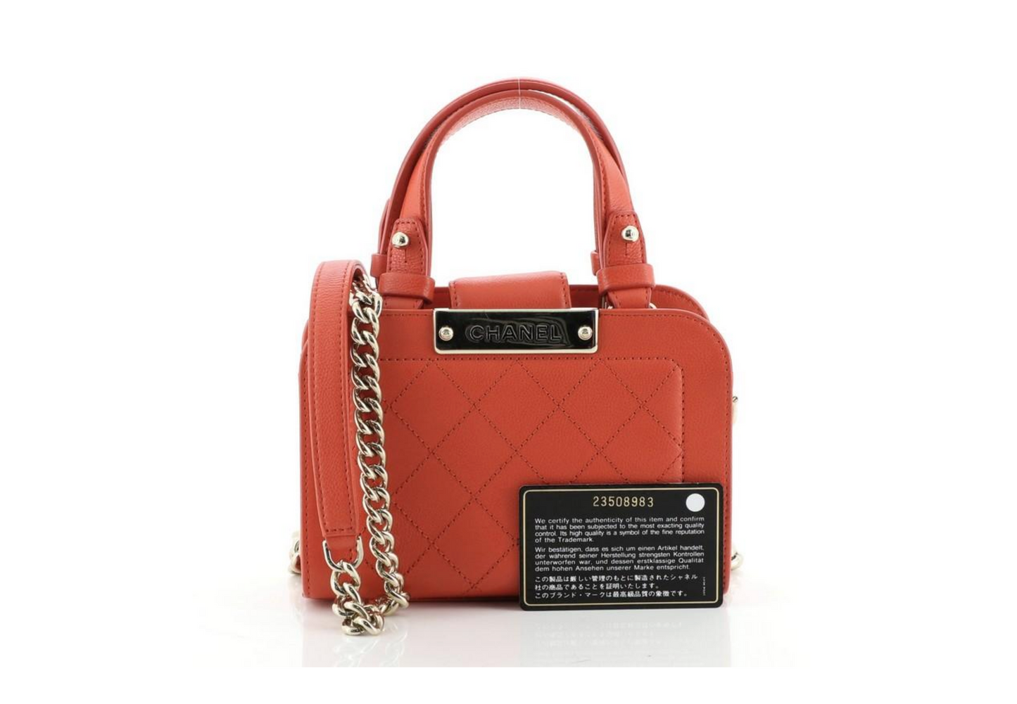 CHANEL LABEL CLICK QUILTED CALFSKIN MINI SHOPPING TOTE BAG