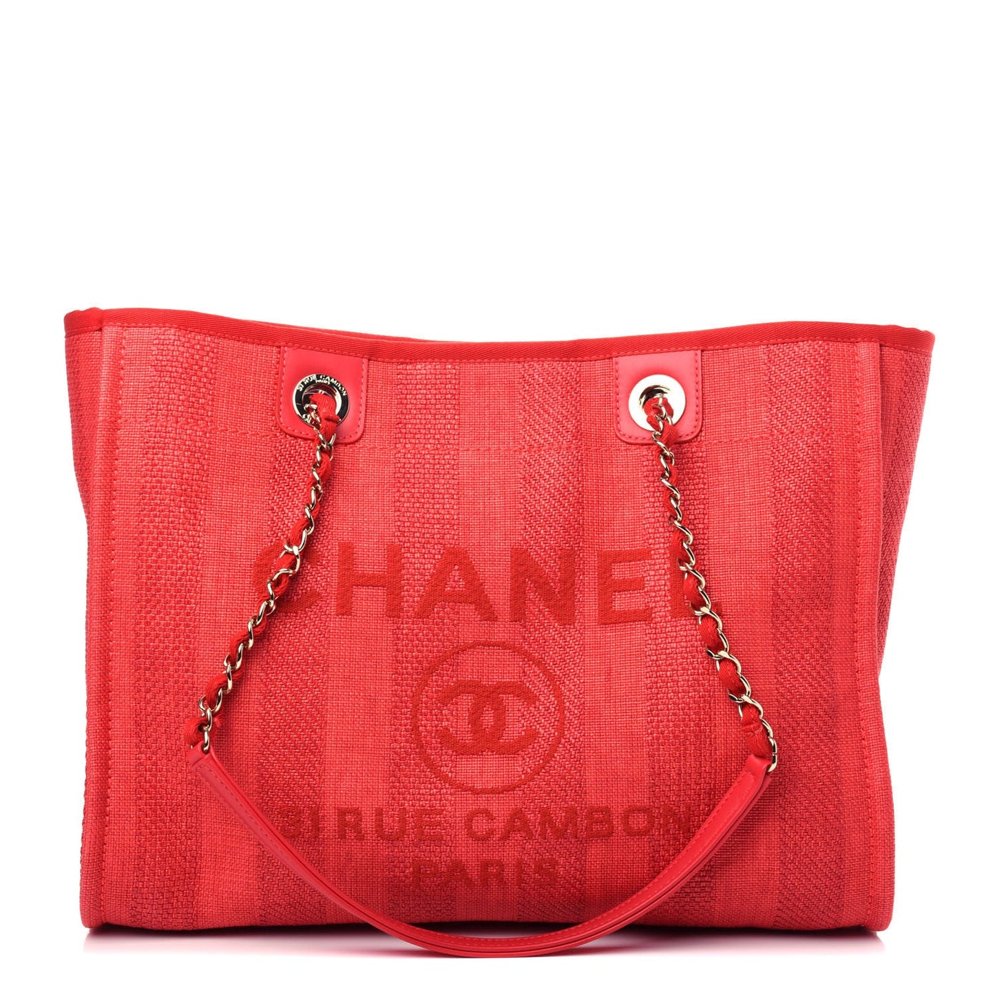 CHANEL Mixed Fibers Striped Deauville Tote