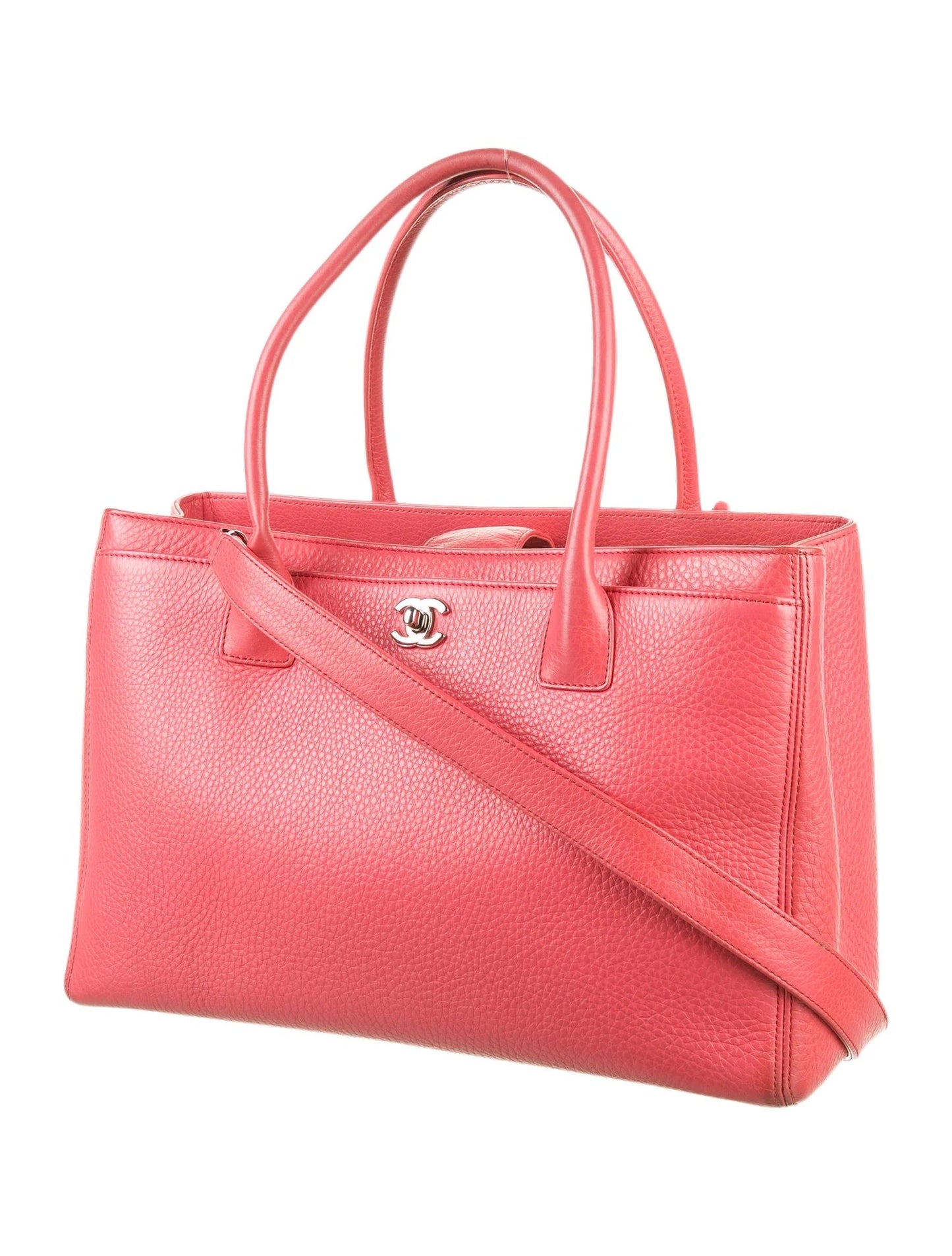 CHANEL PEBBLED LEATHER LARGE EXECUTIVE TOTE BAG WITH SHOULDER STRAP-HS