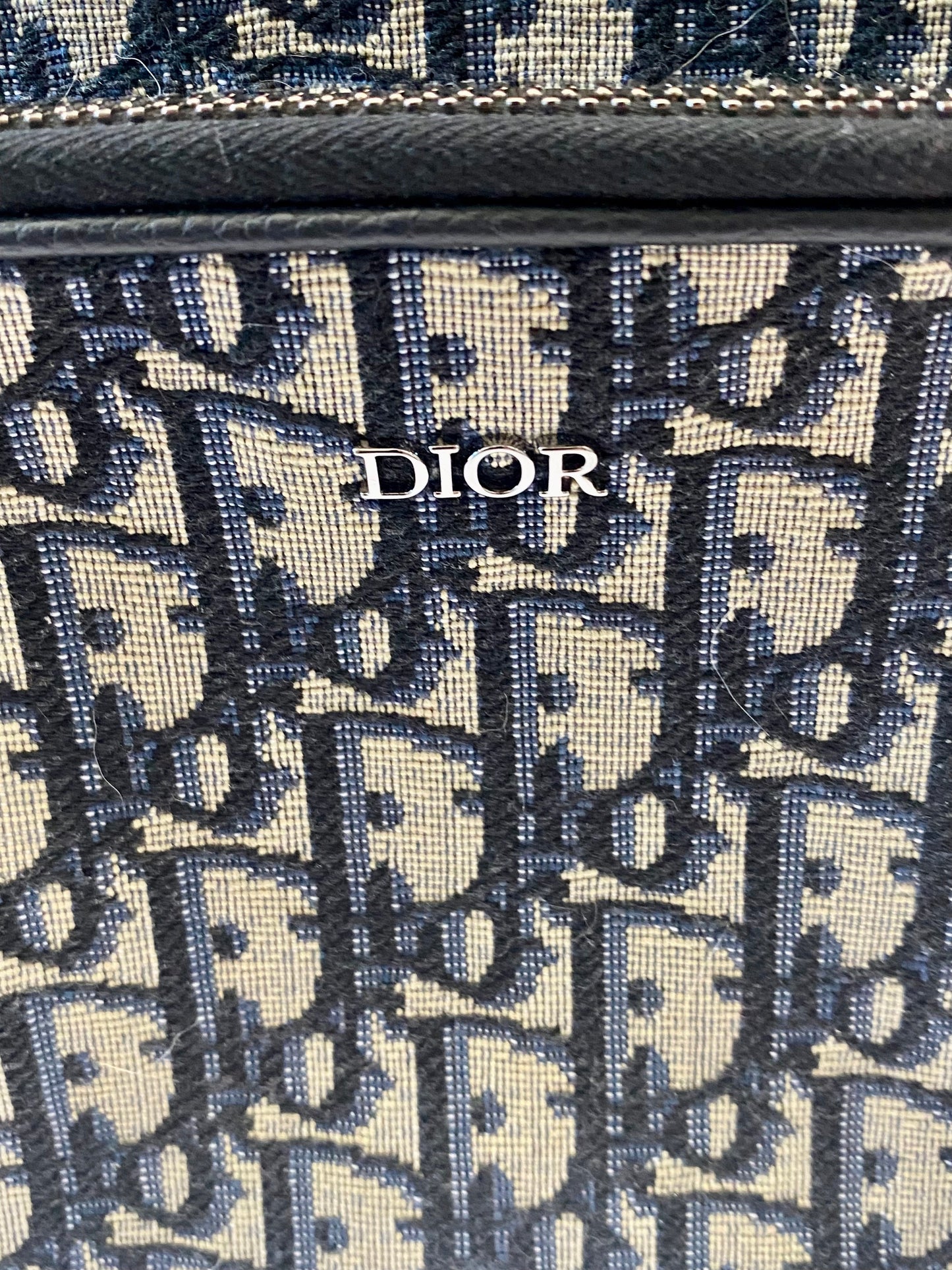 CHRISTIAN DIOR ZIP AROUND CANVAS BLUE OBLIQUE SLING BACKPACK