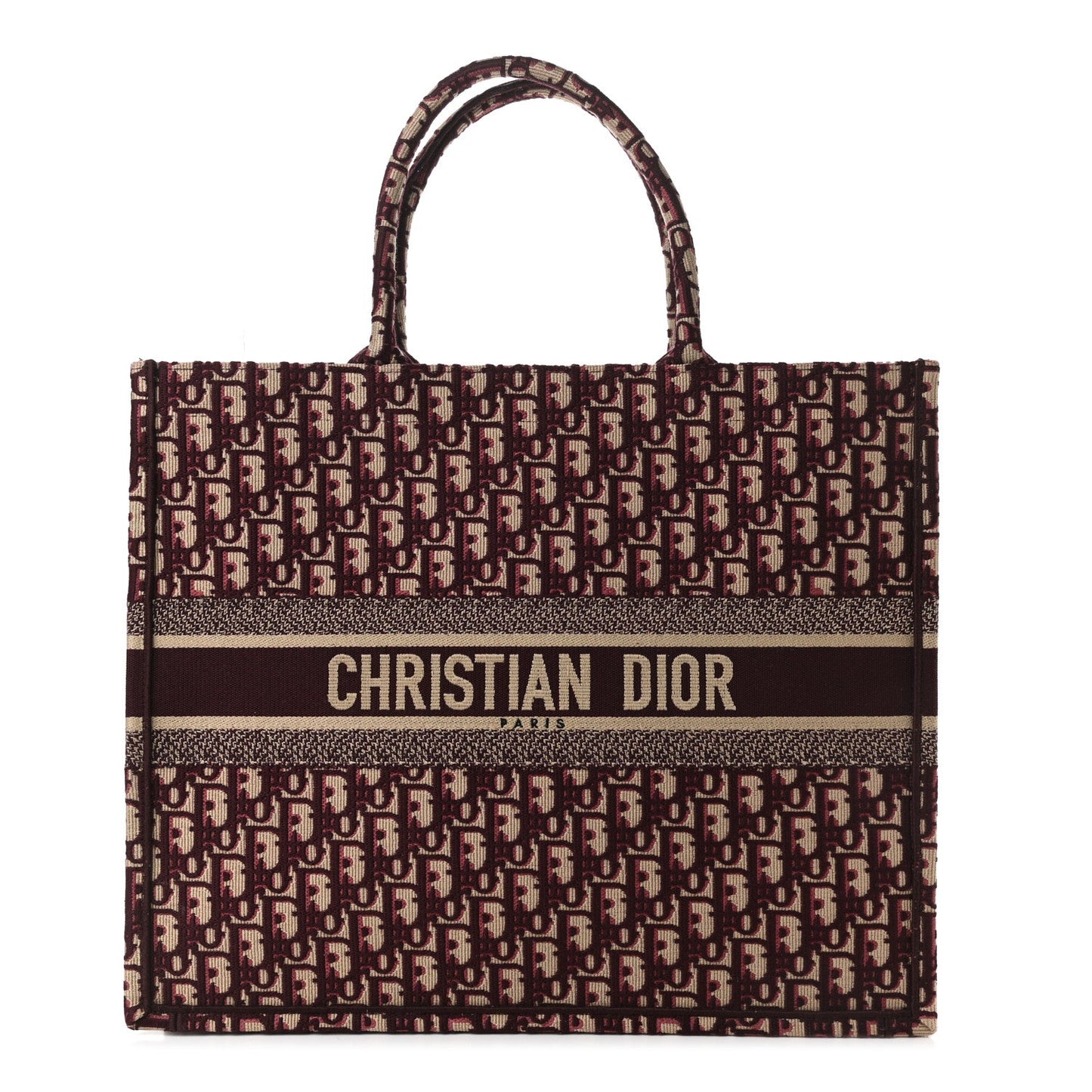 CHRISTIAN DIOR LARGE BURGUNDY BOOK TOTE BAG