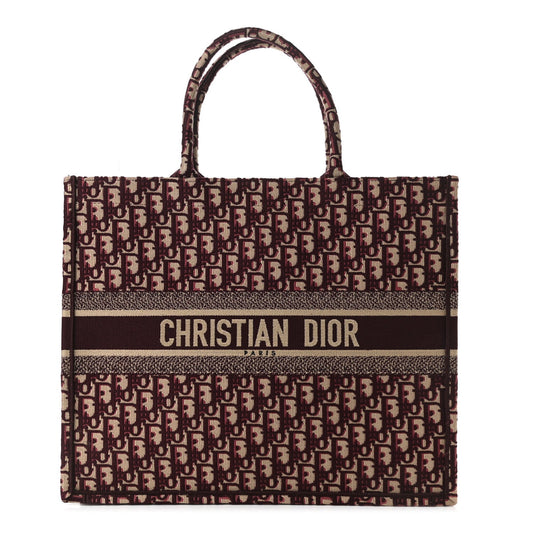 CHRISTIAN DIOR LARGE BURGUNDY BOOK TOTE BAG