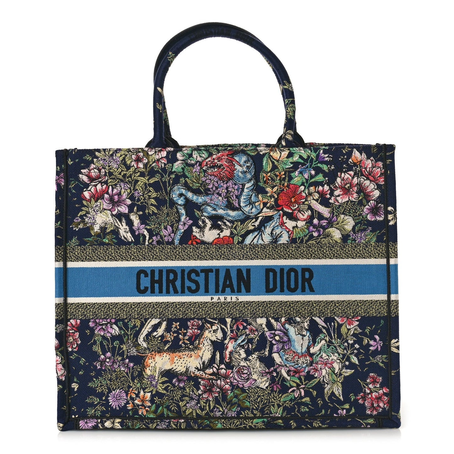 DIOR CANVAS EMBROIDERED LARGE D-CONSTELLATION BOOK TOTE