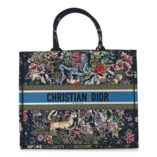 DIOR CANVAS EMBROIDERED LARGE D-CONSTELLATION BOOK TOTE
