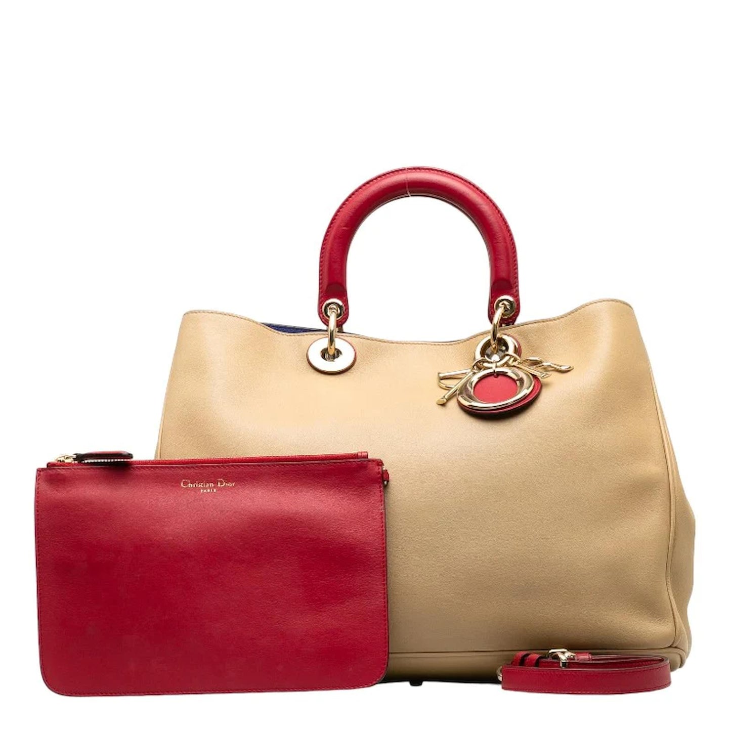 DIOR DIORISSIMO TRI-COLOR CALFSKIN LEATHER LARGE TOTE BAG