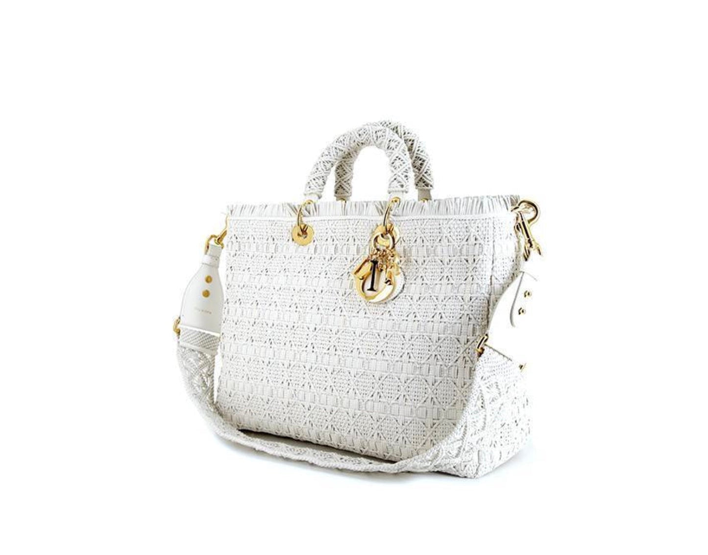 DIOR LADY DIOR BRAIDED LEATHER LARGE TOTE BAG