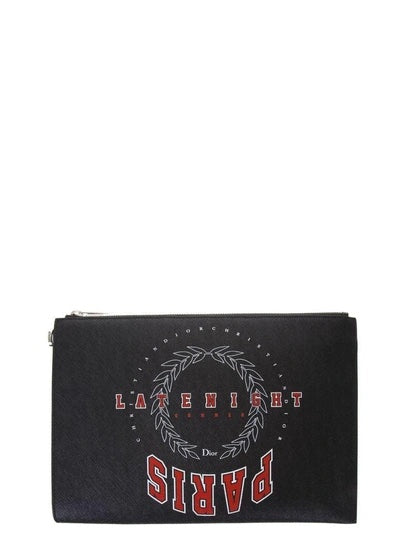 CHRISTIAN DIOR LATENIGHT PARIS CALFSKIN LEATHER CLUTCH WRISTLET