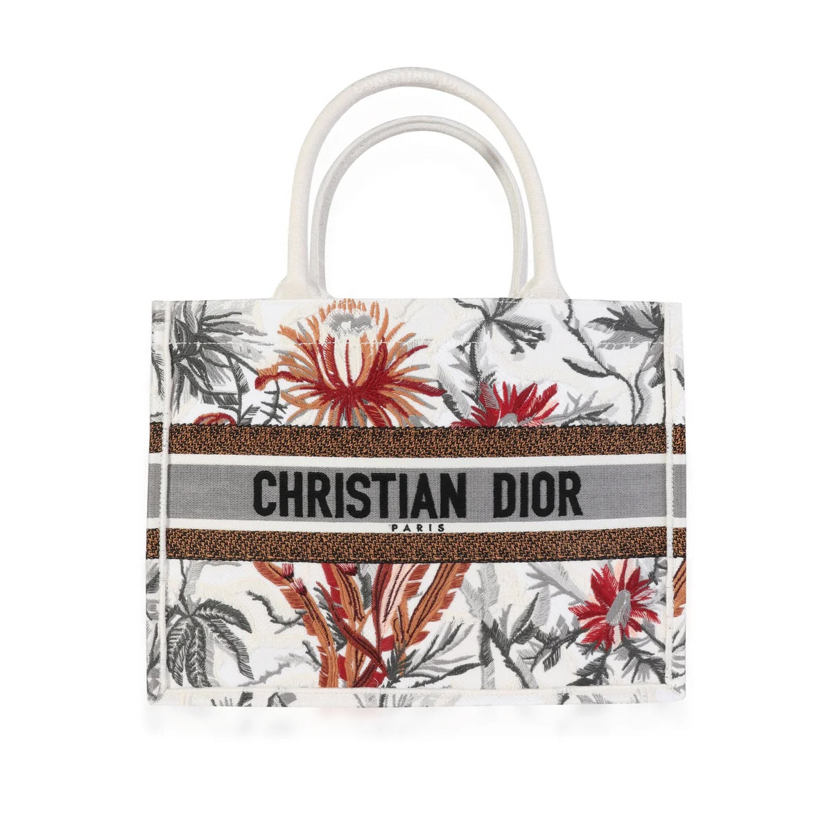 DIOR TOILE DE JOUY TROPICALLA EMBROIDERED LARGE BOOK TOTE BAG