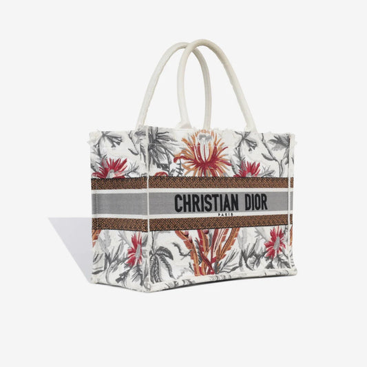 DIOR TOILE DE JOUY TROPICALLA EMBROIDERED LARGE BOOK TOTE BAG