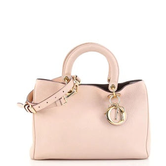 DIOR GRAINED LEATHER MEDIUM DIORISSIMO TOTE BAG IN BLUSH PINK