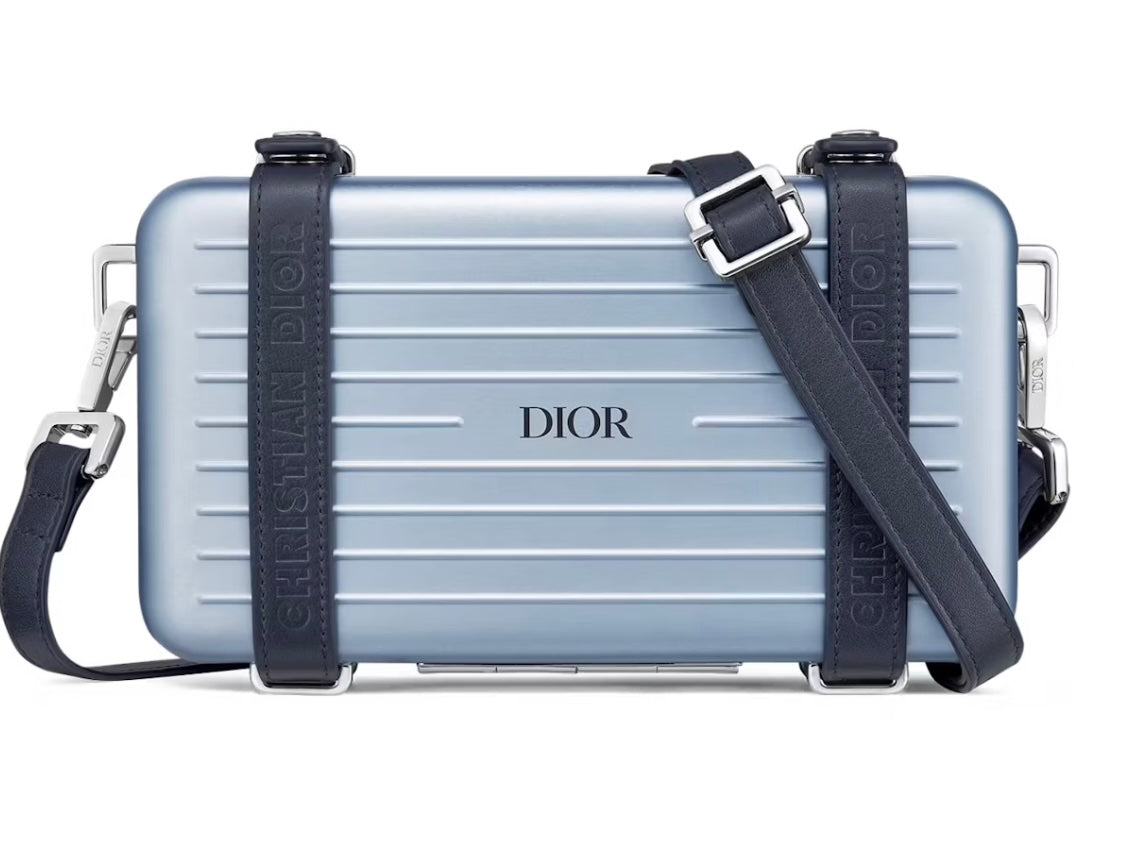 DIOR X RIMOWA ALUMINUM PERSONAL CLUTCH ON STRAP