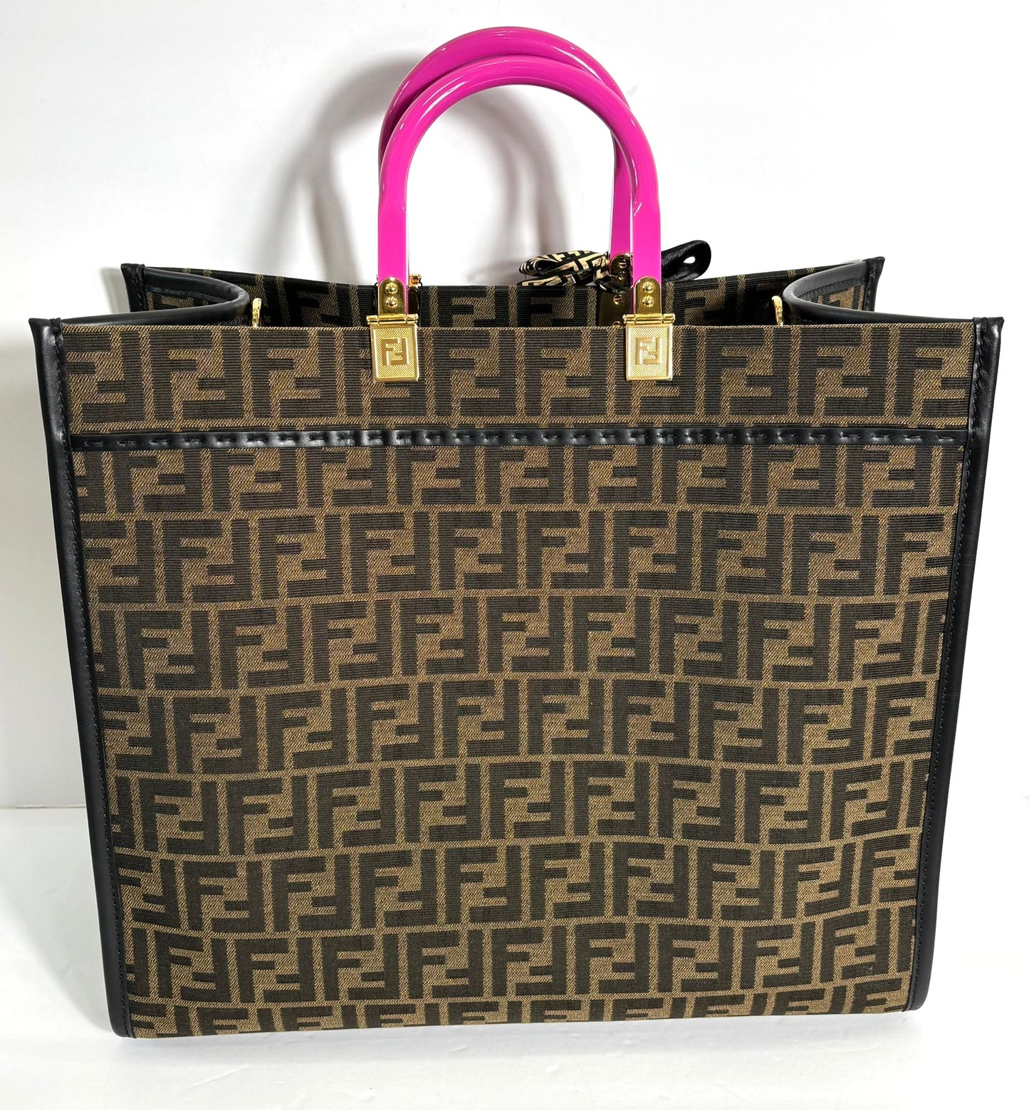 FENDACE FENDI X VERSACE ZUCCA FF MEDUSA STUDDED SUNSHINE LARGE TOTE BAG