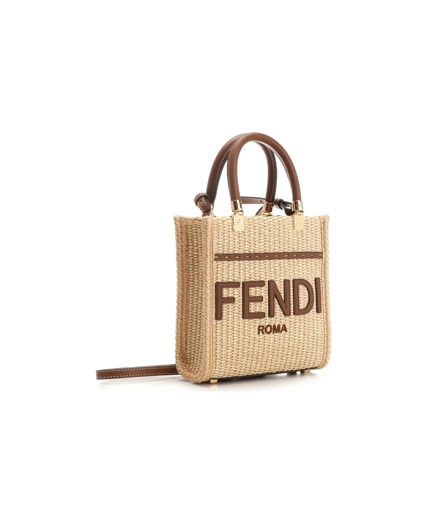 FENDI MINI SUNSHINE RAFFIA TOTE BAG