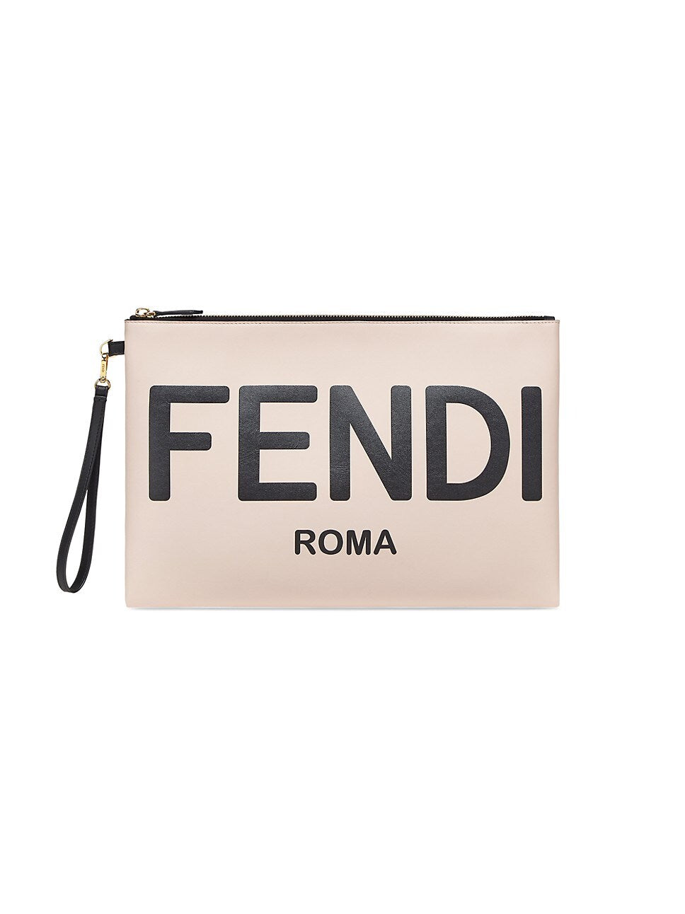 FENDI ROMA LOGO LEATHER POUCH CLUTCH BAG