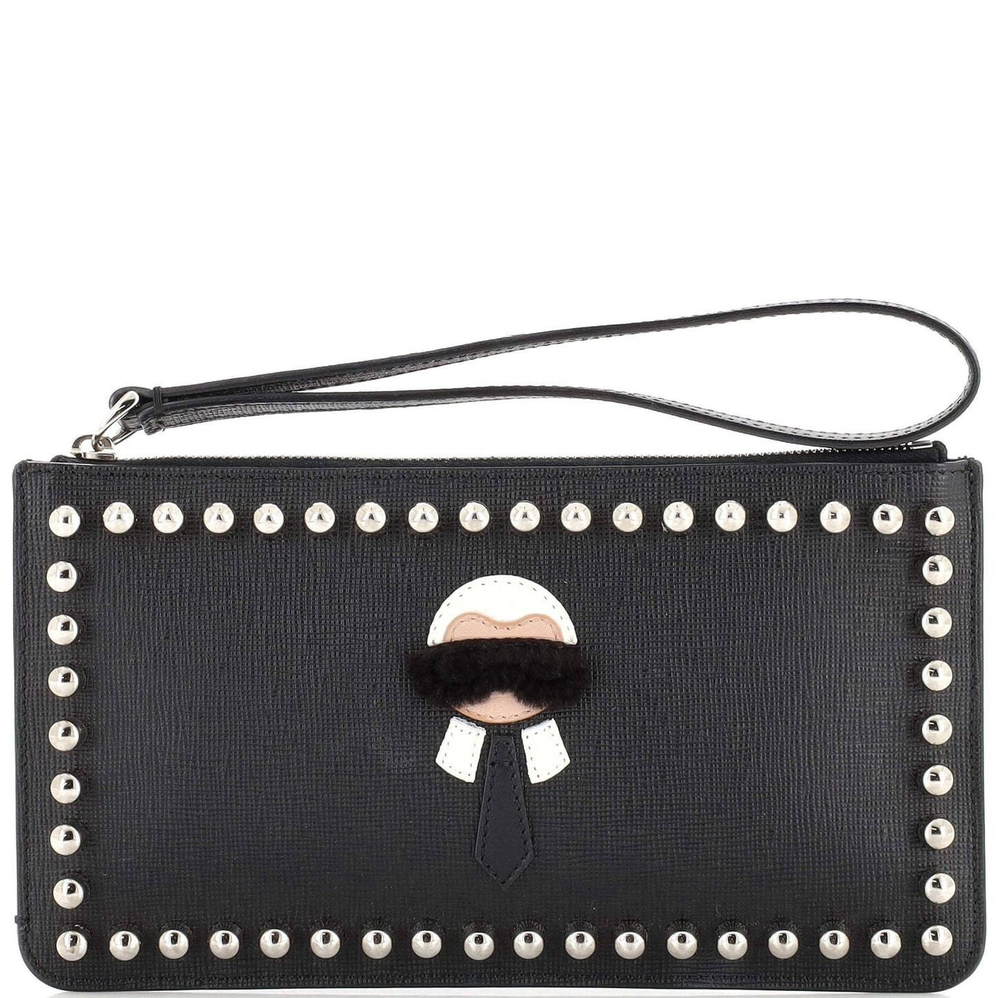 FENDI SAFFIANO LEATHER KARLITO CLUTCH BAG WRISTLET