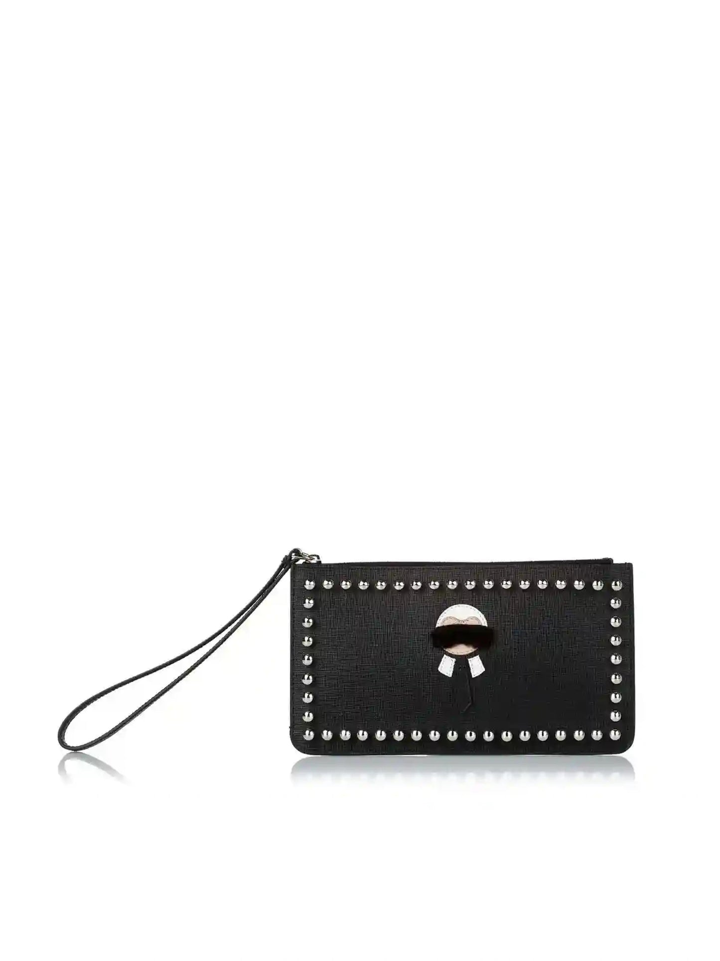 FENDI SAFFIANO LEATHER KARLITO CLUTCH BAG WRISTLET